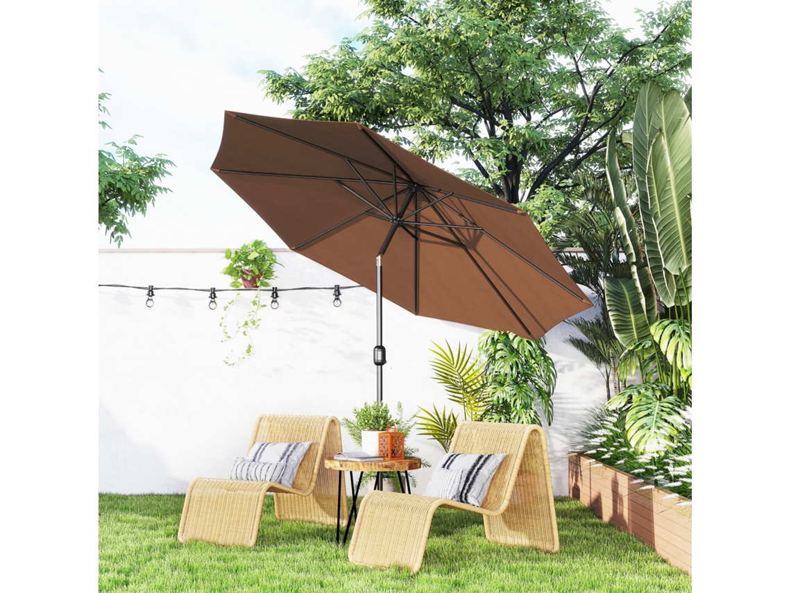Guarda-sol duplo 4,5x2,65 m, creme, 48 LED solar, manivela, UV | ZIWEI STORE