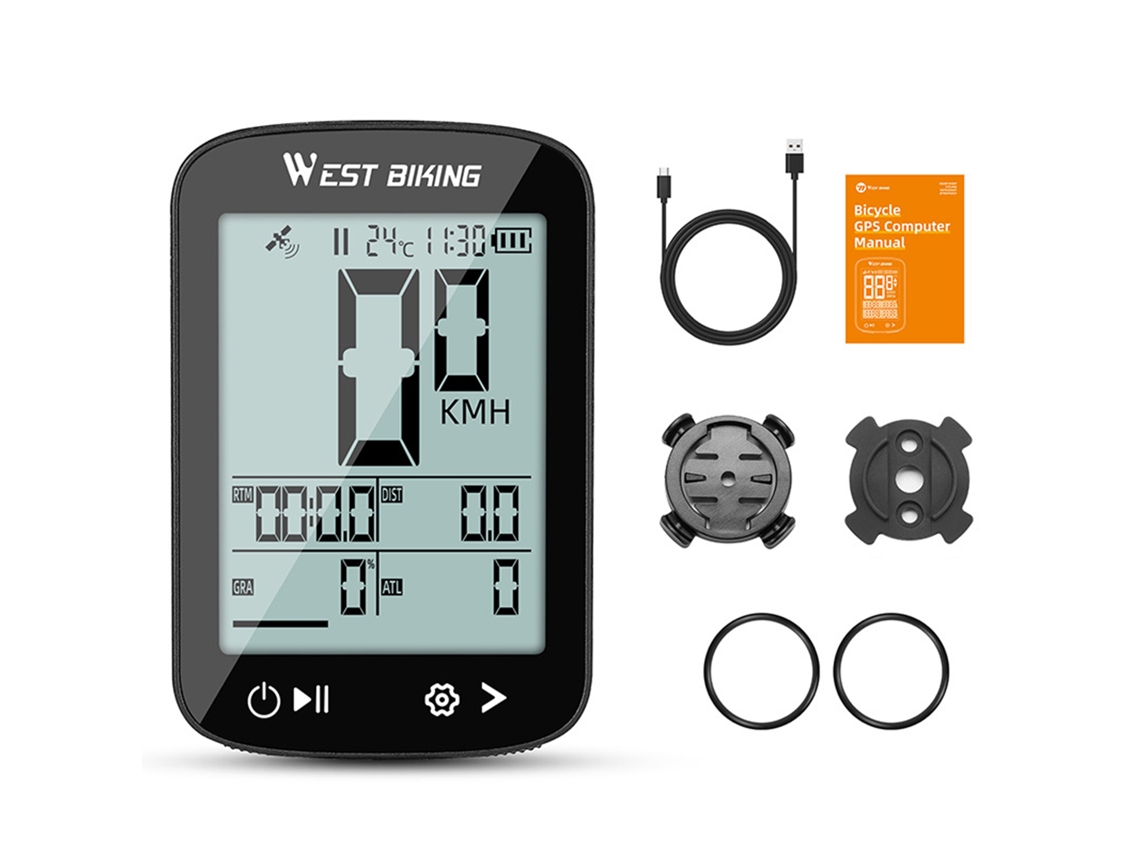 Computador De Bicicleta Sem Fio Com Tela Lcd 2.4 Polegadas Recarregável Waterproof Gps Ipx7