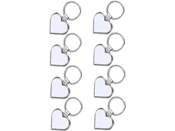 Conjunto de 8 chaveiros de metal em formato de coração, leves e personalizados para chaves.