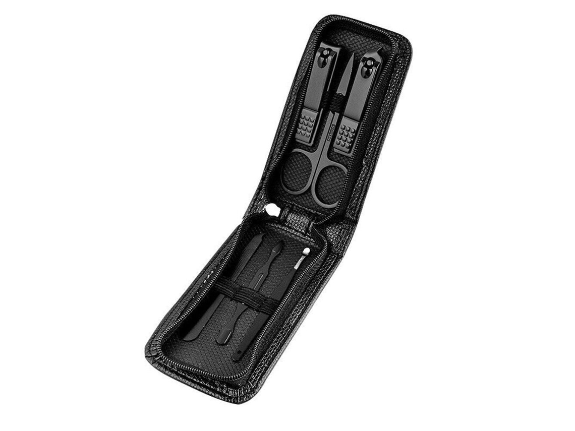 Lurelia Conjunto De Cuidados De Unhas 6 Peças, Em Aço Inoxidável, Para Unhas Grossas, Com Estojo, Cor Preto, Para Cuidados Pessoais