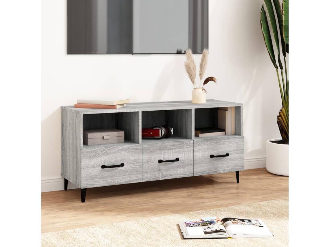 Vidaxl Móvel De Tv 102x35x50 Cm Derivados De Madeira Cinzento Sonoma