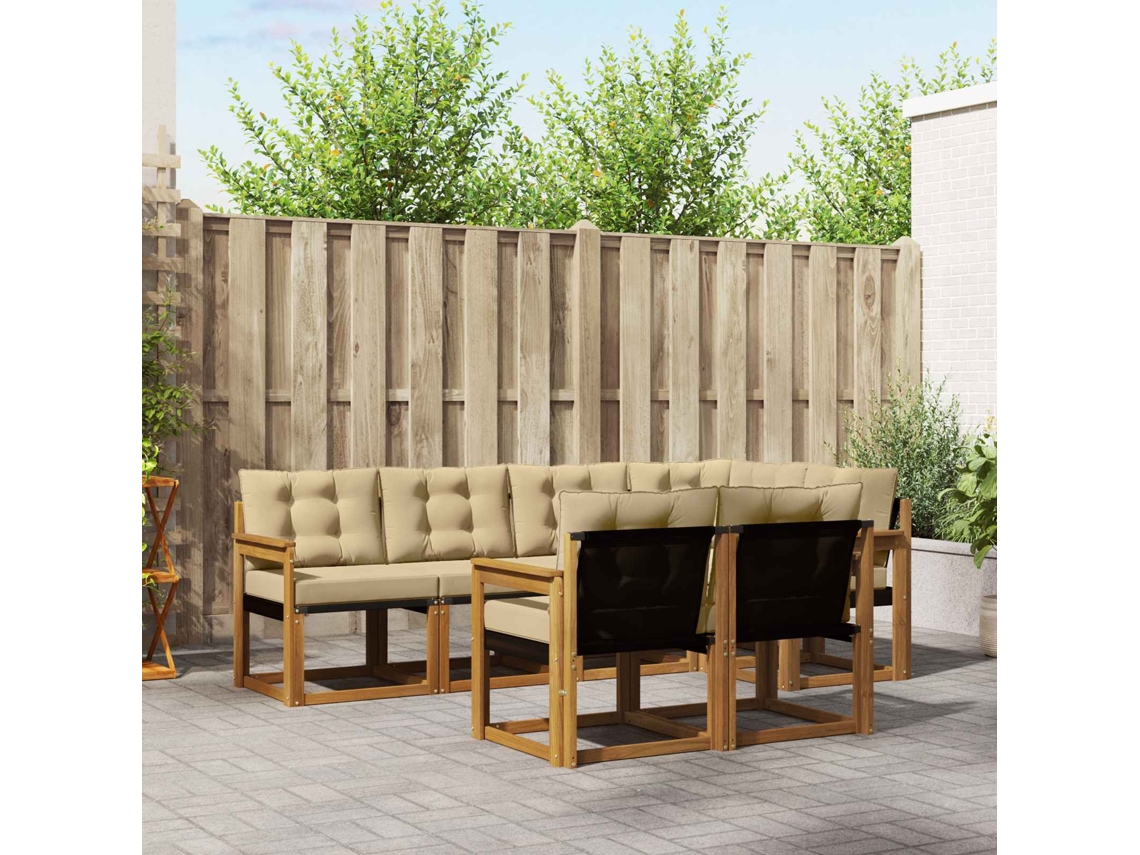 Vidaxl Conjunto De Sofás Para Exterior 7 Unid. Natural E Bege