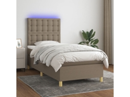 Vidaxl Cama Box Spring + Colchão/led 90x200cm Tecido Cinza-acastanhado