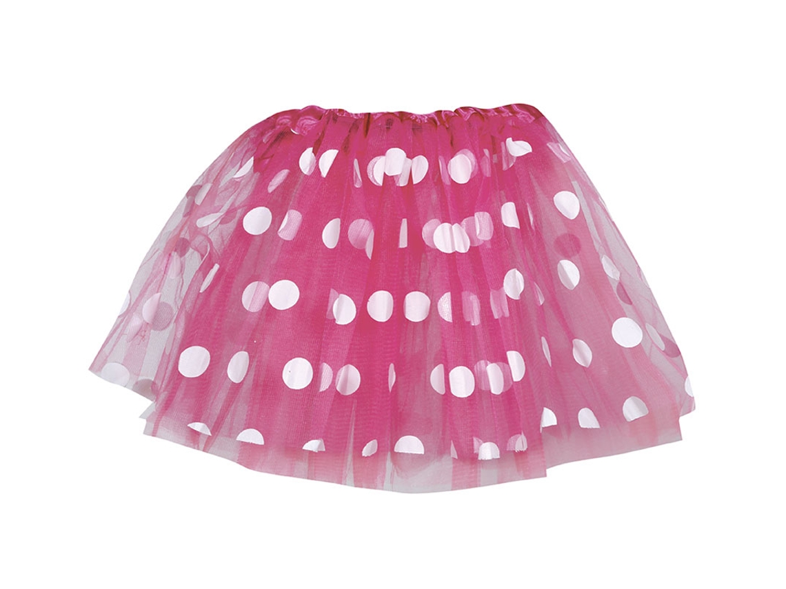 Tutu rosa com bolinhas 30 cm para criança