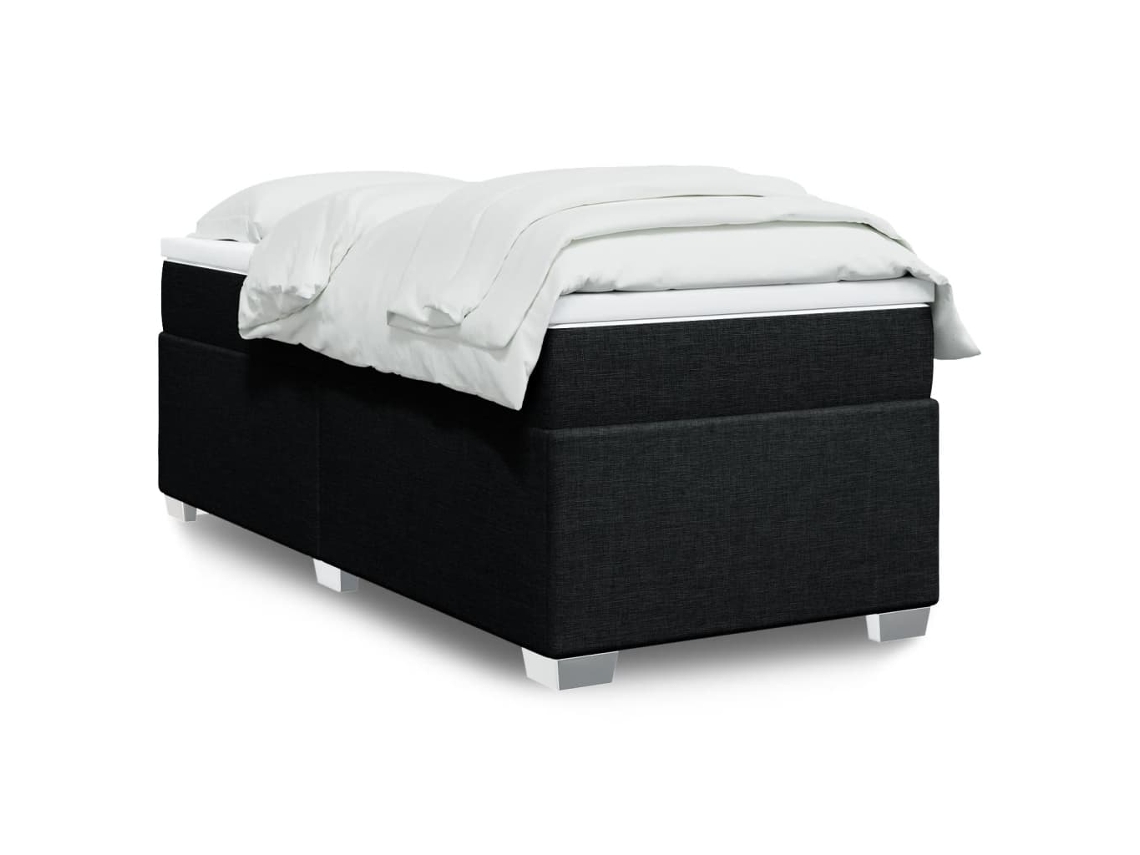 Vidaxl Cama Com Molas/colchão 90x200 Cm Tecido Preto
