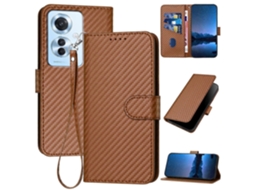 Capa De Celular De Couro Com Fivela De Fibra De Carbono E Cordão Yx0070