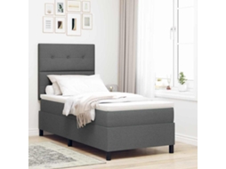 Vidaxl Cama Box Com Cabeceira Cinza Escuro 90 X 190 Cm Tecido