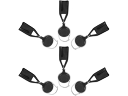 Conjunto De 6 Suportes De Porta Retráteis Pretos Com Clipes Anti-perda Em Plástico E Liga Metálica.