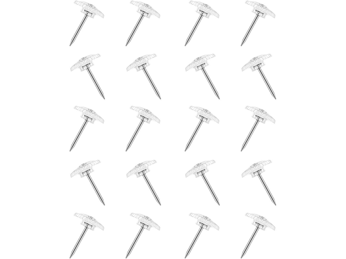 200 Tachinhas Serrilhadas Transparentes para Decorar Fotos e Fixar Objetos em Festas Escolares, Plástico e Ferro Feitas