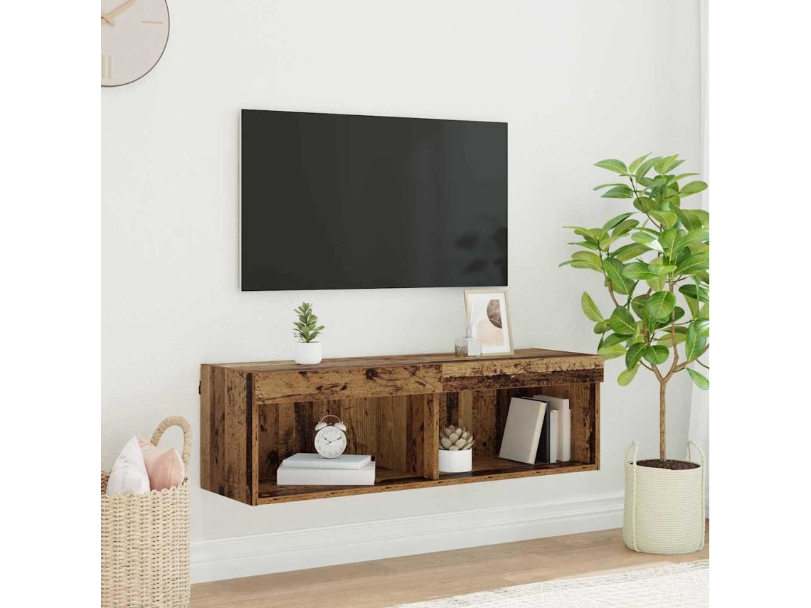 Vidaxl Conjunto de Móvel de Tv com Led Madeira Antiga 100 X 30 X 30 Cm