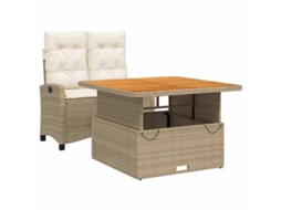 Conjunto de 2 Jantares para Jardim con Almofadões Vime Pe Bege MAISON EXCLUSIVE