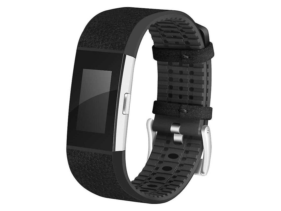 Pulseira de relógio inteligente em TPU respirável e couro bovino para Fitbit Charge 2/Charge 2 HR Ebike