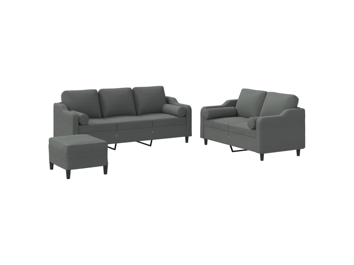 Conjunto De Sofás Vidaxl Cinzeto Tecido (198 X 77 X 80 Cm)