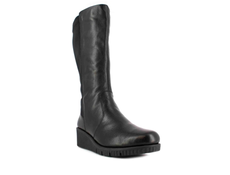 Bota Alta com Salto Doctor Cutillas (Pele e Têxtil-Preto-37)