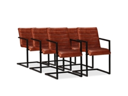 Dining Chair, Dining Chairs Vidaxl Marrom Couro (n/a)