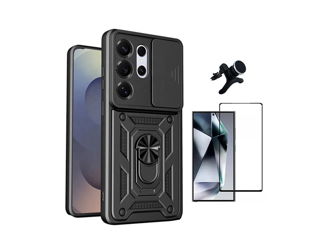 Kit Vidro Capa Magnetic Slide Window Suporte Reforçado Phonecare Para Samsung Galaxy S26 Ultra - Preto