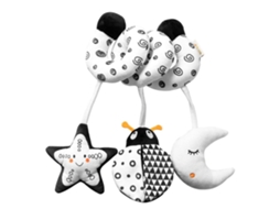Brinquedos suspensos WalshLXq para berço e carrinho de bebê, animais em preto e branco com chocalhos para recém-nascidos.