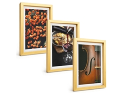 Composição De Quadros Na Paredeflores Vintage, Vinho, Violino Moldura Dourada Quadros Para A Sala De Estar Espelharte (3 Peças 20x30 Cm)