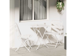 Vidaxl Conjunto Bistro De Jardim 3 Pcs Branco Aço
