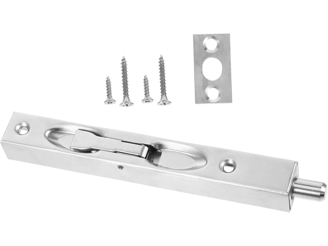 Fechadura De Embutir Para Porta, 15 Cm, 6 Polegadas, Em Aço Inoxidável, Prata