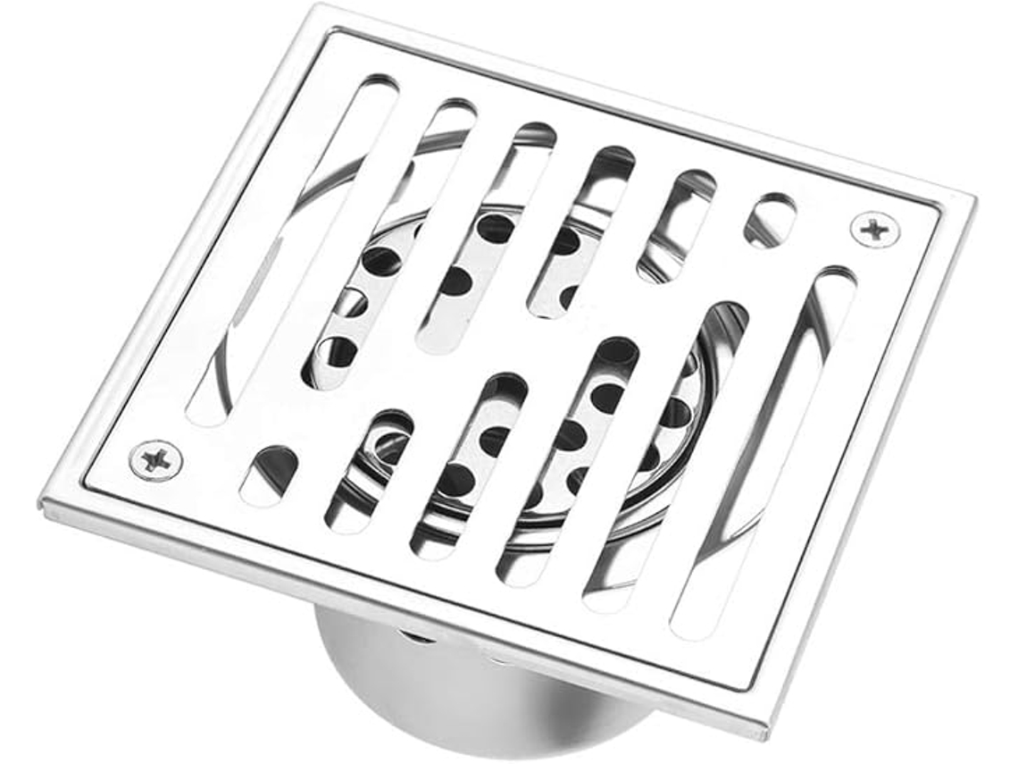 Ralo de Piso Quadrado em Aço Inoxidável 150x150mm com Desodorizante AQUAFORGE