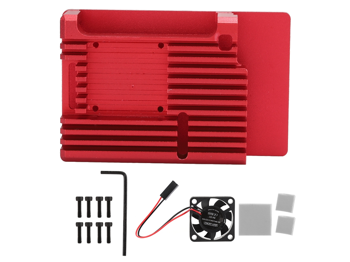 2026zentro-capa De Alumínio Com Ventilador Dc5v Vermelha Para Proteção Do Raspberry Pi 4