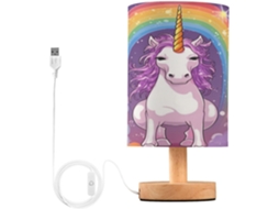 Luminária De Cabeceira Led Usb Pequena Skyshu Unicron Com Base Madeira Antiderrapante E Cúpula Que Não Agride Os Olhos