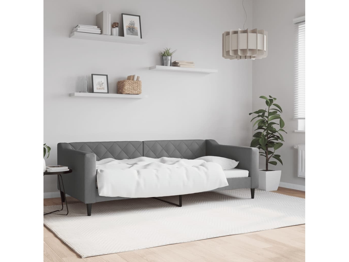 Vidaxl Sofá-cama 90x190 Cm Tecido Cinzento-escuro