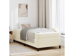 Vidaxl Estrutura Da Cama Com Colchão Creme 80 X 200 Cm Tecido
