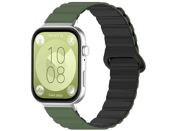 Bracelete Para Huawei Watch Fit 4 Pro / Fit 4 / Fit 3 - Silicone Magnético Brilhante Verde-exército E Preto