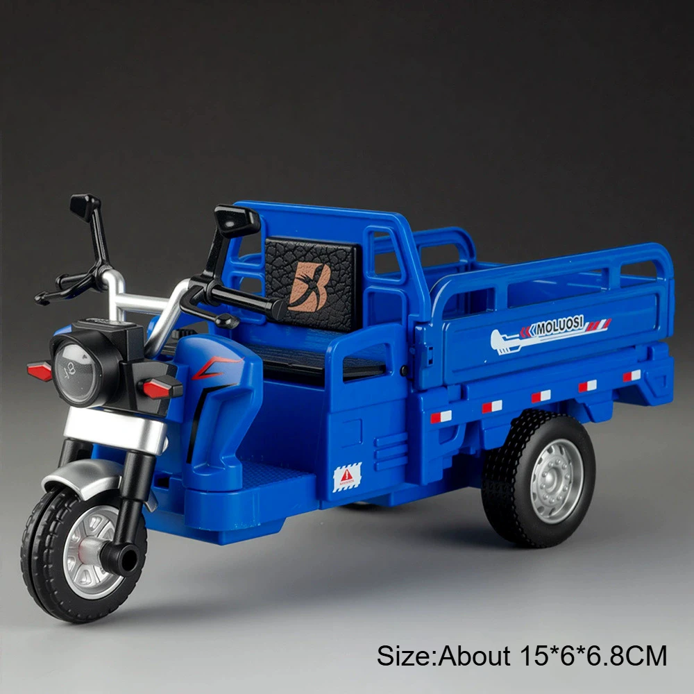 (azul Escuro) Escala 1:15 - Triciclo Em Metal Fundido - Carrinho De Brinquedo - Metal Fundido - Modelo - Ornamento