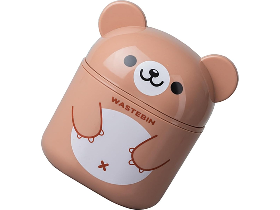 Lixeira De Plástico Pp Marrom Kawaii Com Tampa Basculante Para Escritório E Quarto