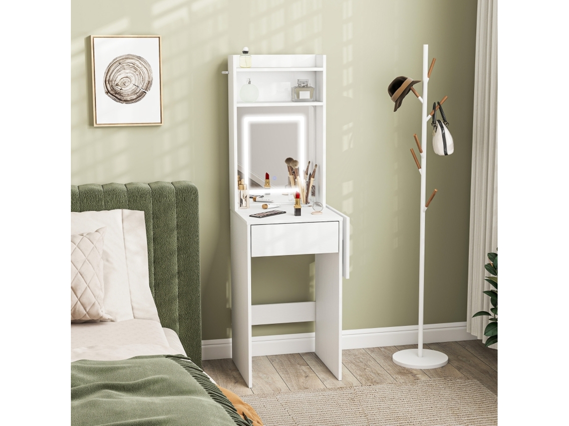 Móvel Moderno Branco Com Espelho – Ideal Para Entrada E Sala