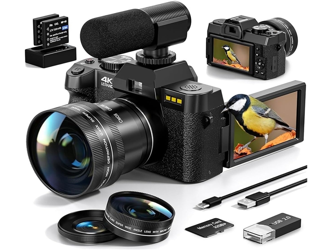Câmera Digital 4k de 48 Mp, Tela Articulada de 3 Polegadas, Câmera para Vlogs. SFUSHOS