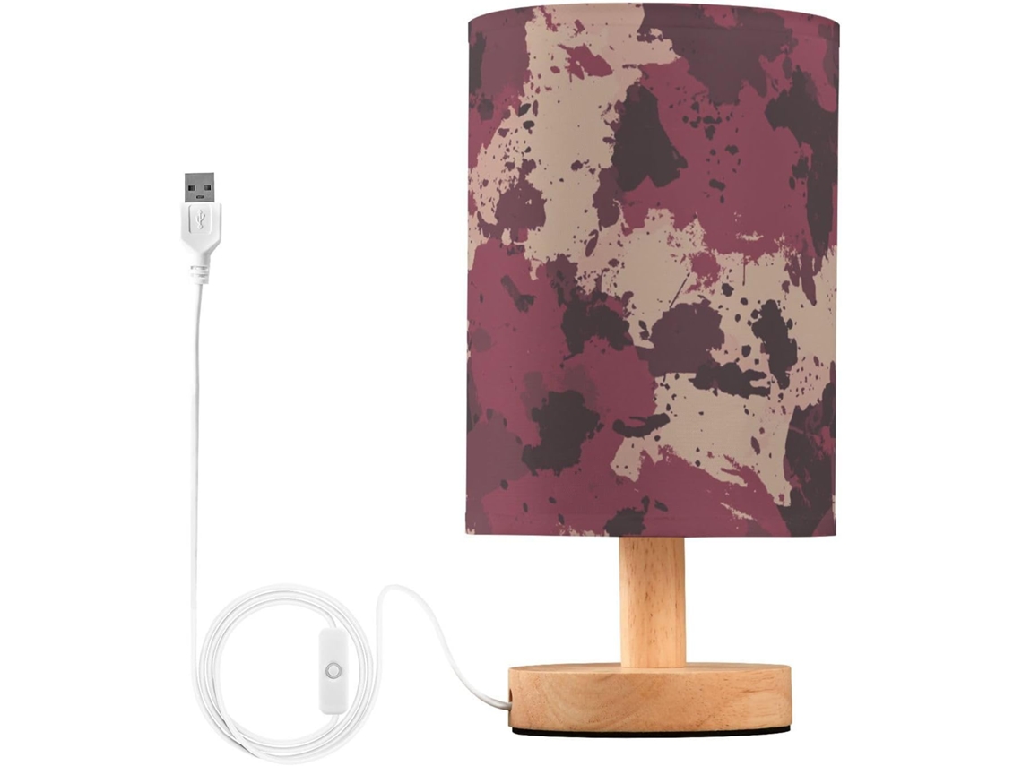 Base de mesa pequena Kill com suporte USB, camuflada em bordô, ideal para cabeceira feminina.