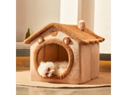 Cama Fechada Lavável, Marrom-claro, P 30×28×27 Cm, Com Capa