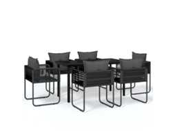 Garden Dining Set, Garden Dining Sets Vidaxl Preto Aço (140 Cm Table Length)