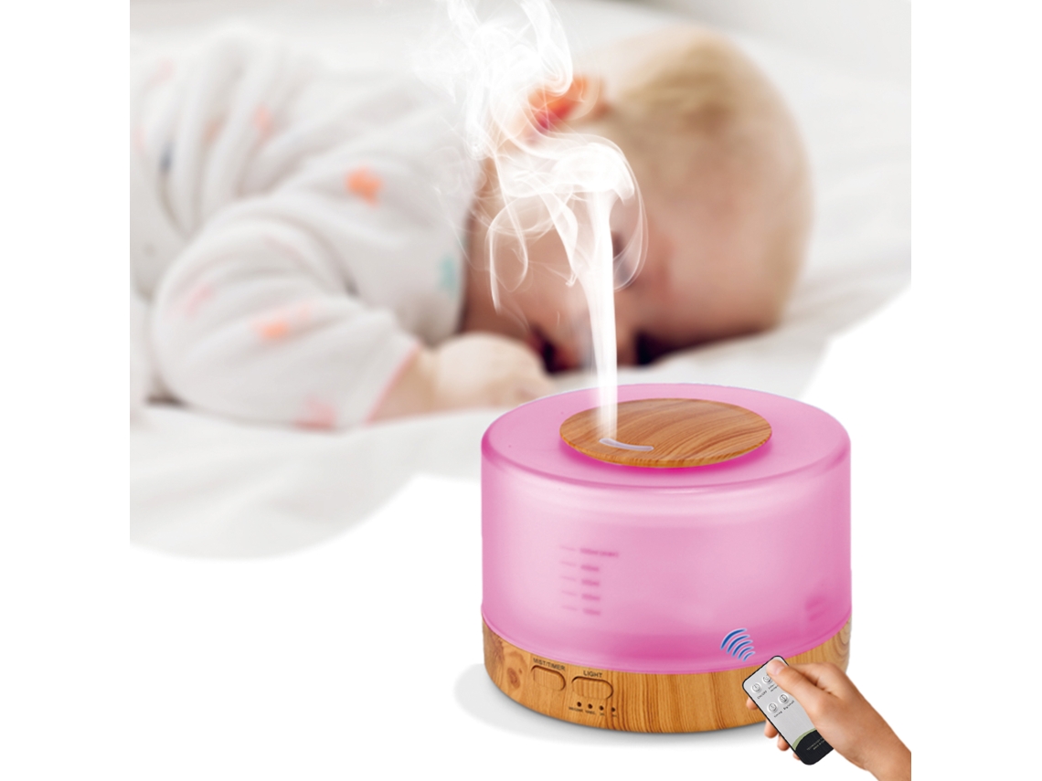 Difusor de Óleos Essenciais 500ml com Iluminação Colorida, Controlo Remoto e Temporizador LAXISCREED