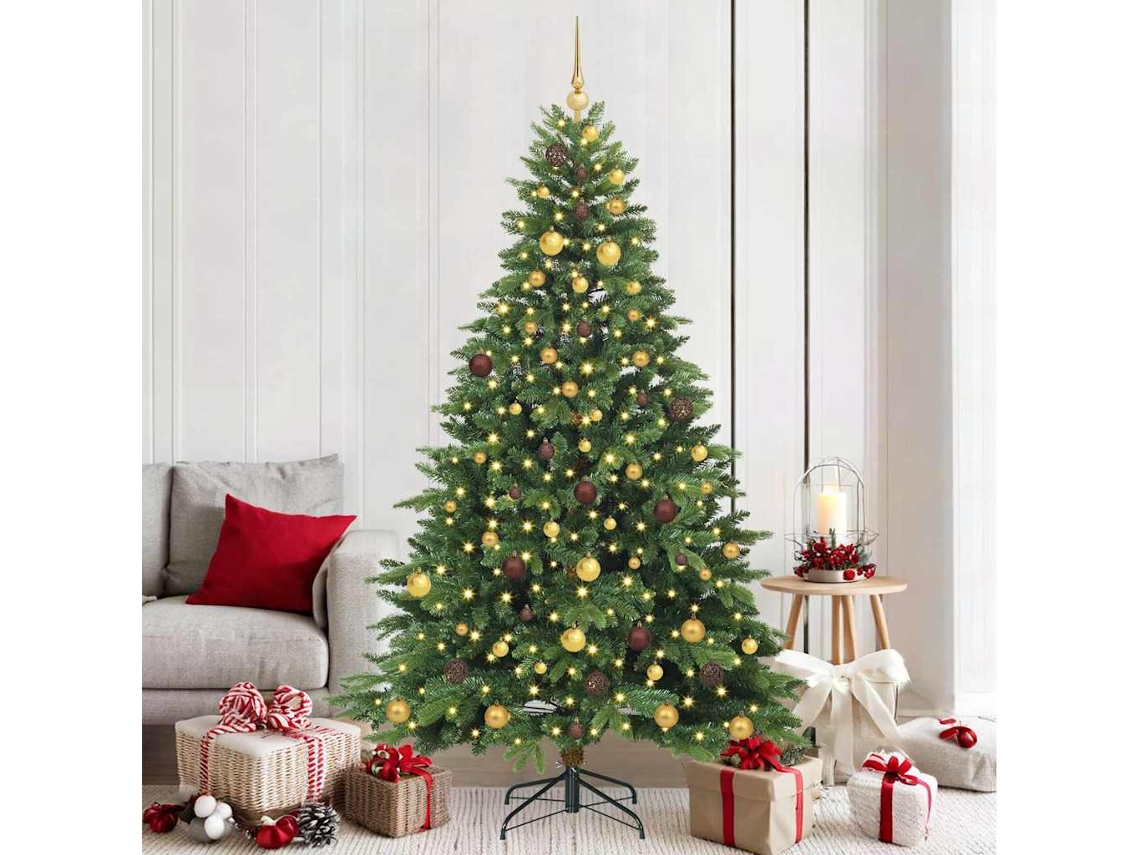 Vidaxl Árvore De Natal Artificial Com 300 Leds Verde 210 Cm Pe E Pvc