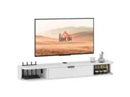Móvel De Parede Para Tv De 120 Cm, Suporte Para Tvs De Até 50 Polegadas, Gaveta Basculante, 2 Prateleiras, 120 X 24 X 16 Cm, Branco
