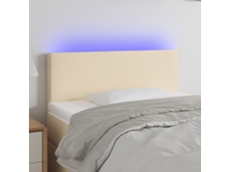 Vidaxl Cabeceira De Cama C/ Luzes Led Tecido 90x5x78/88 Cm Cor Creme