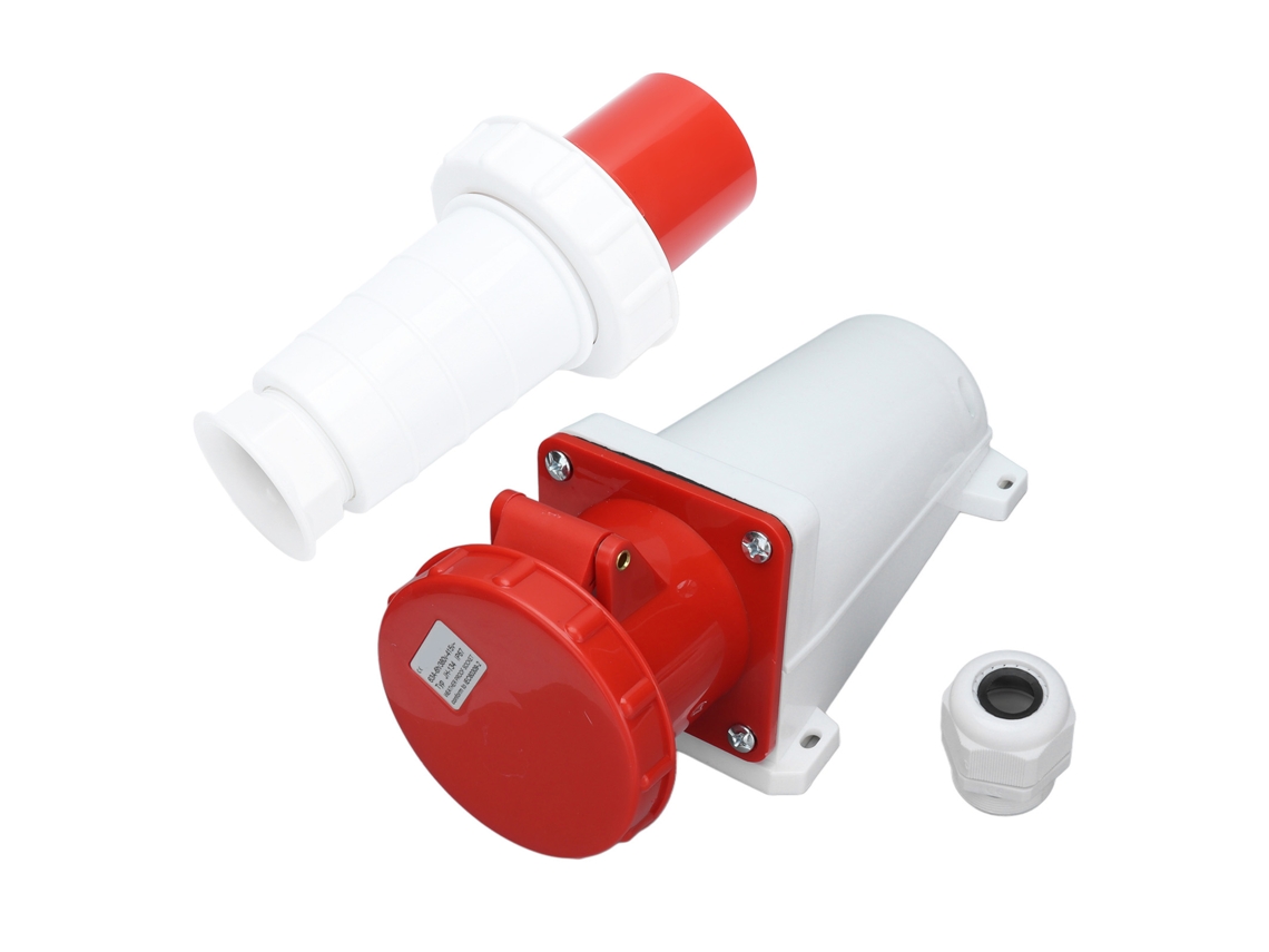 Conector Industrial De Aviação À Prova D'água Ip67, Montagem Em Superfície, 4 Pinos, 3p+e, 380v, 415v, 63a