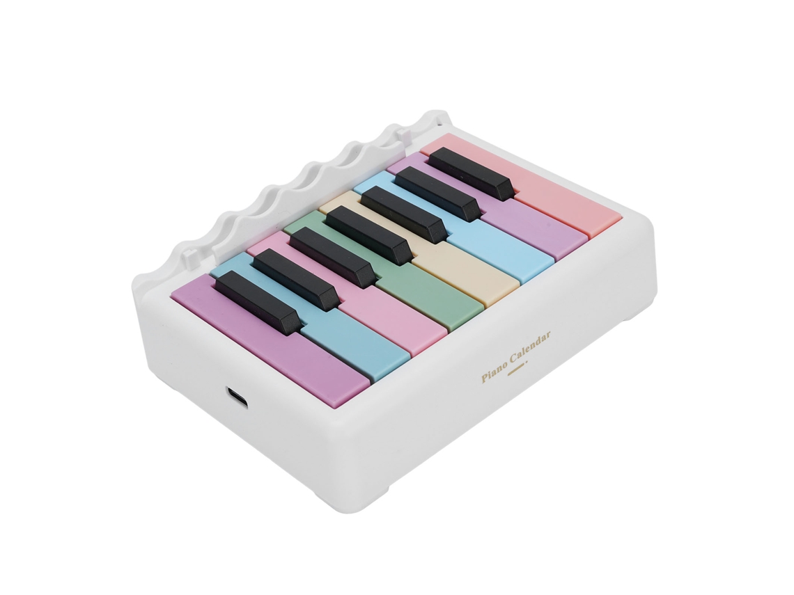 Primerox calendário de Mesa Piano 2025 Miniatura Tocável para Casa Escritório Branco com Música