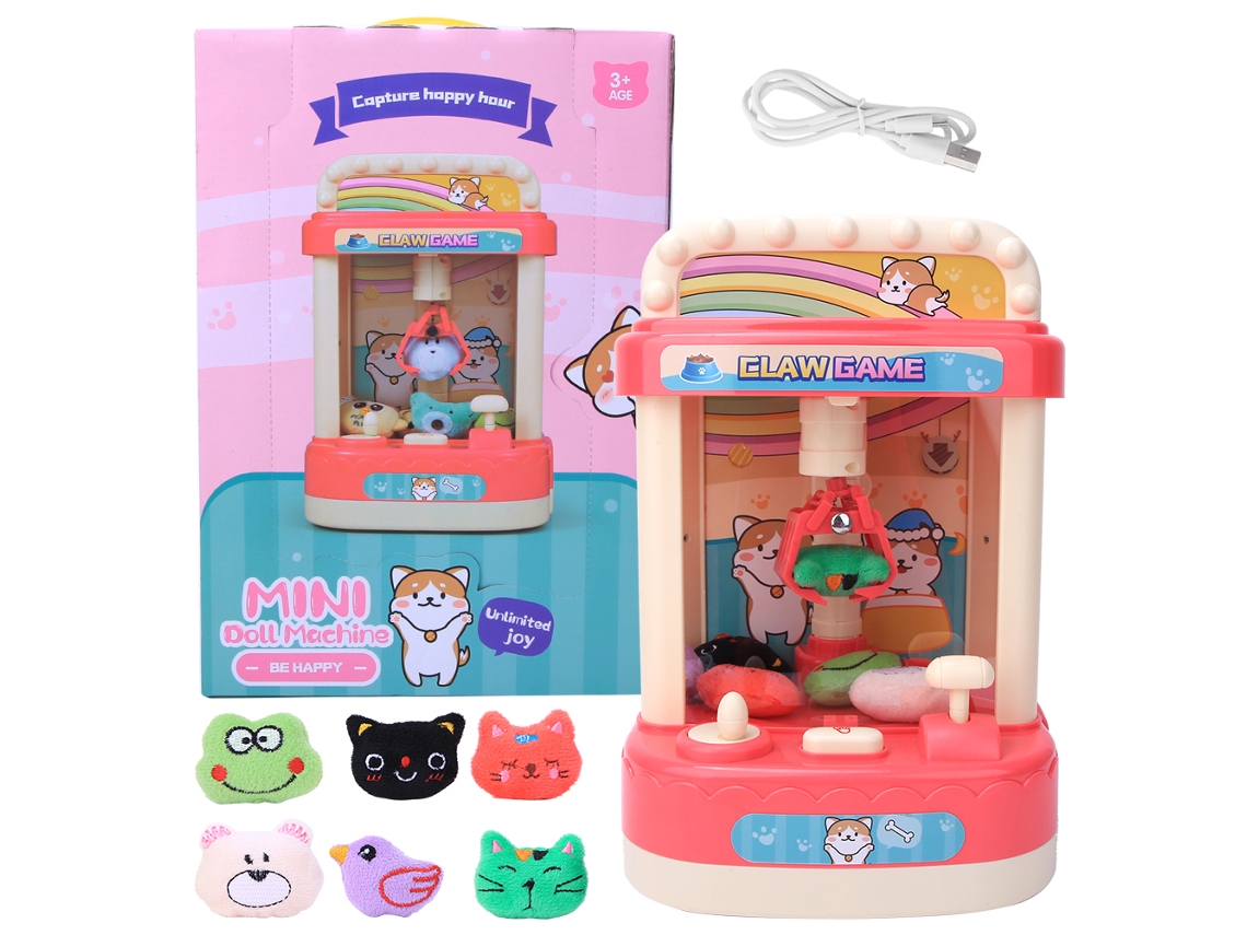 Primerox brinquedo de Garra de Boneca Mini com Luz e Música Interativo para Crianças Rosa