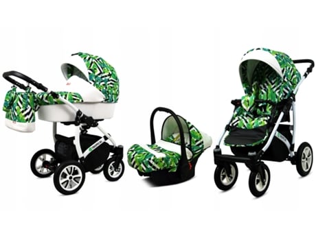 Carrinho De Bebé Multifuncional Babylux Tropical 3 Em 1 -banana Leaf - Ajustável E Dobrável Construção Leve Em Alumínio - Acessórios