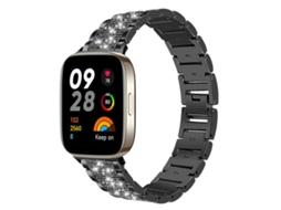Bracelete para Redmi Watch 3 Aço Inoxidável com Joias de Diamante Preta XIAOMOYU (20mm)