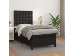 Vidaxl Cama Com Molas/colchão 100x200 Cm Couro Artificial Preto