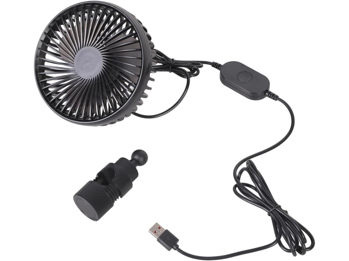 Ventilador Usb De 5 Polegadas Para Carro Com 3 Velocidades Ajustáveis Suvs, Com Cabo De 2, 4m E Rotação De 360 Graus