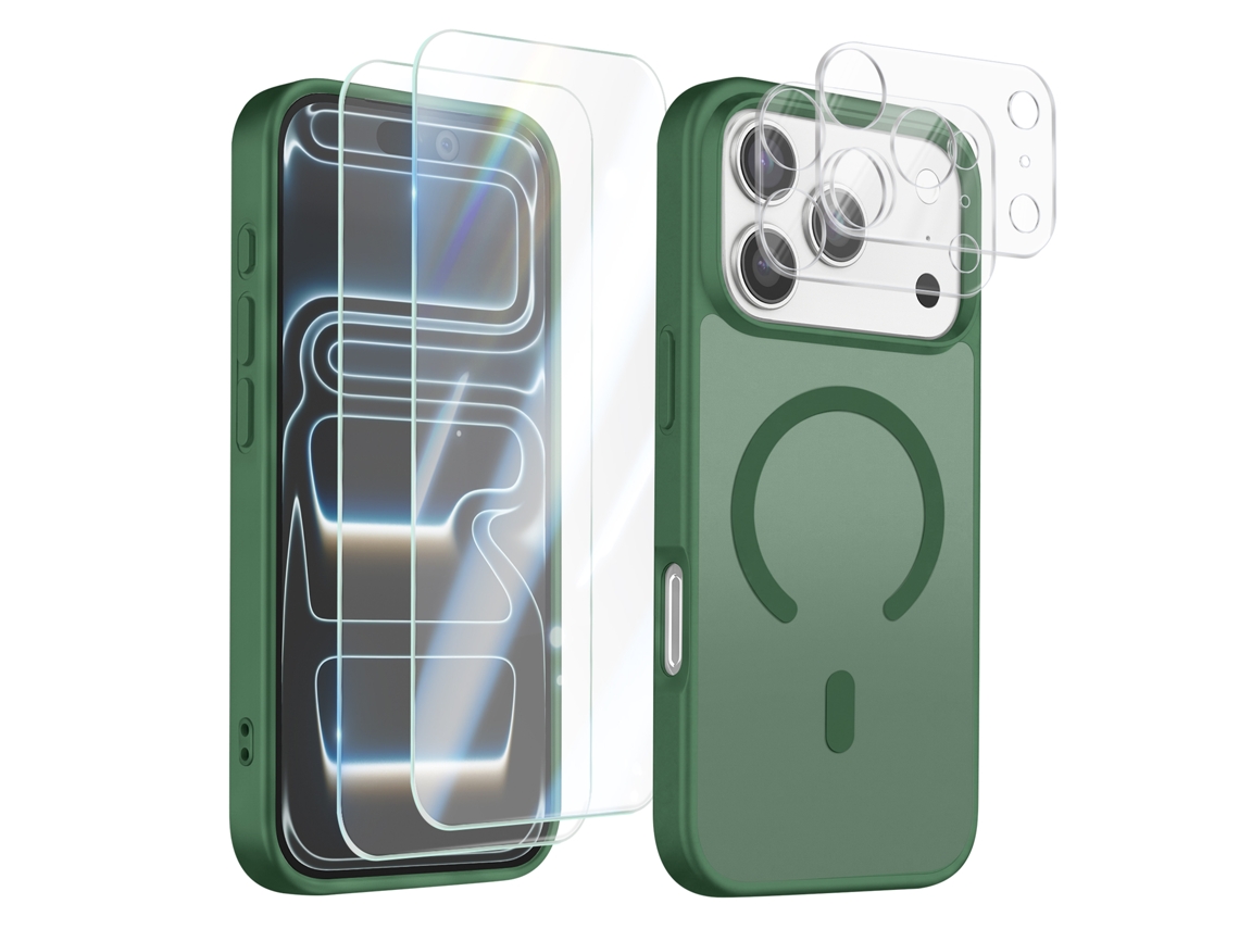 Conjunto De Capa Magsafe Para Iphone 17 Pro Com 2 Vidros Temperados E 2 Proteções Para A Câmara