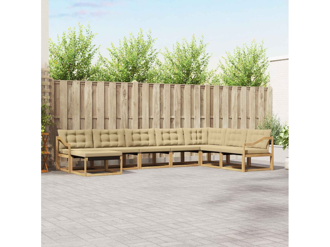Vidaxl Conjunto De Sofás Para Exterior 8 Unid. Branco E Bege